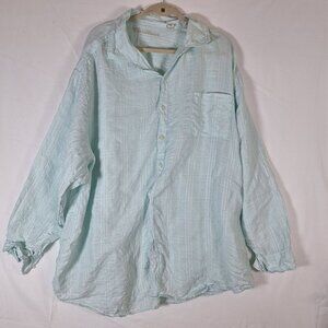 Caribbean Linen Cotton Blend Green Long Sleeve size 3XB